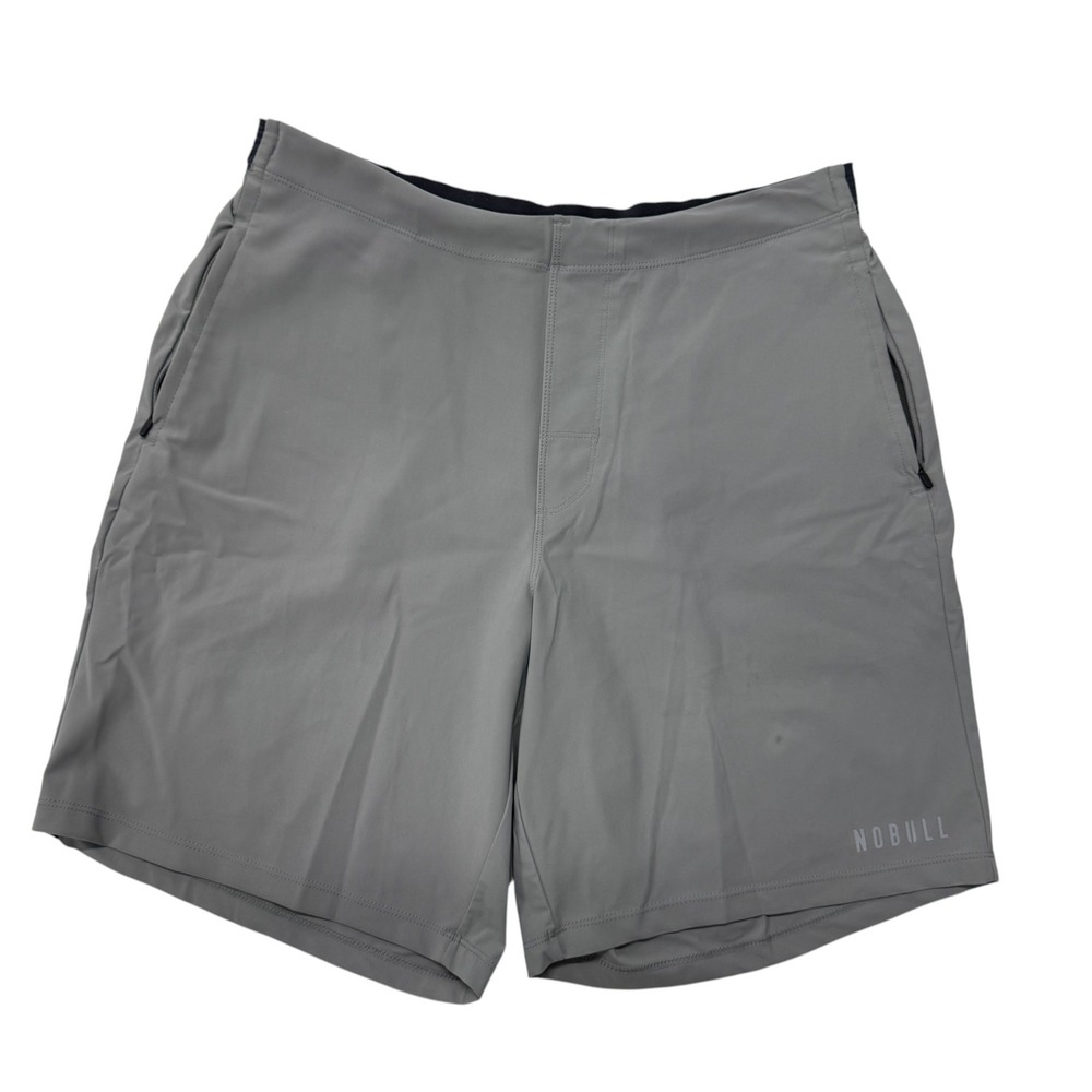 NOBULL Mens Training Shorts Grey Athletic Gym CrossFit Workout XL Zipper Pockets